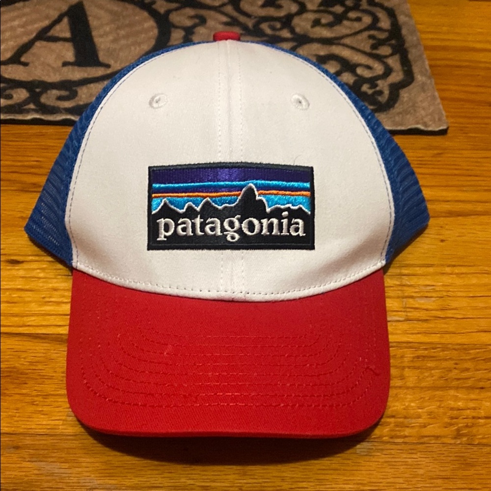 Patagonia White, Red, and Blue Logo Cap